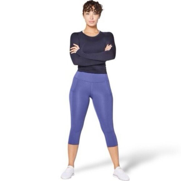 Lululemon Fast. &. Free. Crop II *Nulux 19" Stony Grape Size 4 - Picture 2 of 8